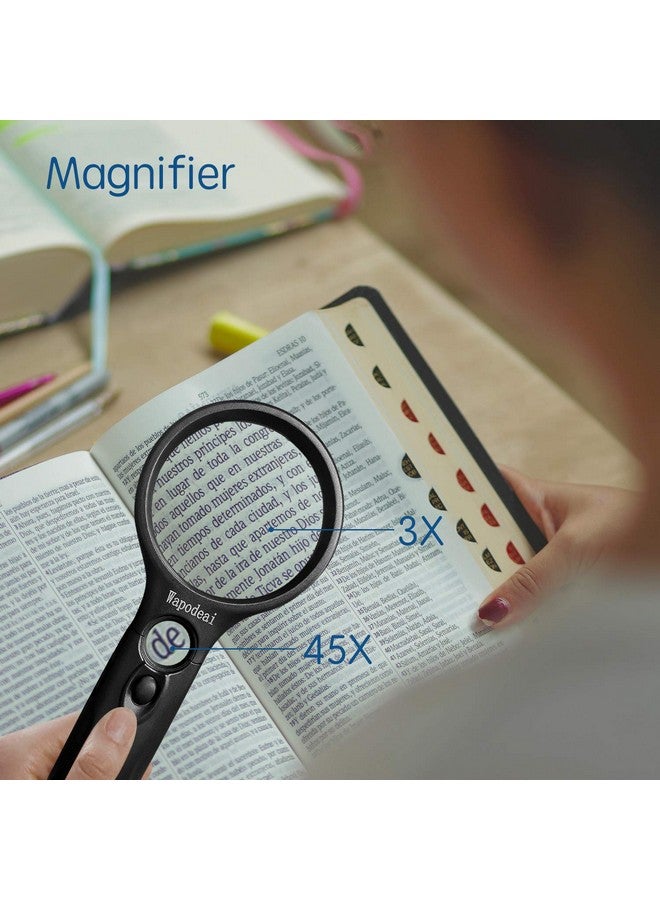 Wapodeai 3X 45X High Magnification Suitable For Reading Jewellery Lnspection Science (Black) - Image 5