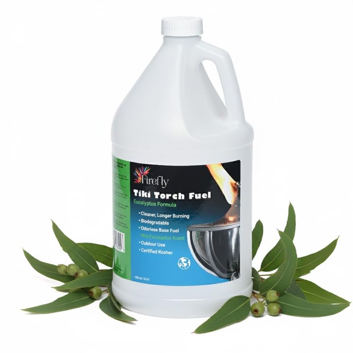 Firefly Fuel Tiki Torch Fuel â€“ Clean-Burning Outdoor Lamp Oil for Tiki Torches and Lanterns. Low Smoke, Eucalyptus Formula, Long-Lasting â€“ Outdoor Patio & Garden Use - 1 Gallon - Image 1