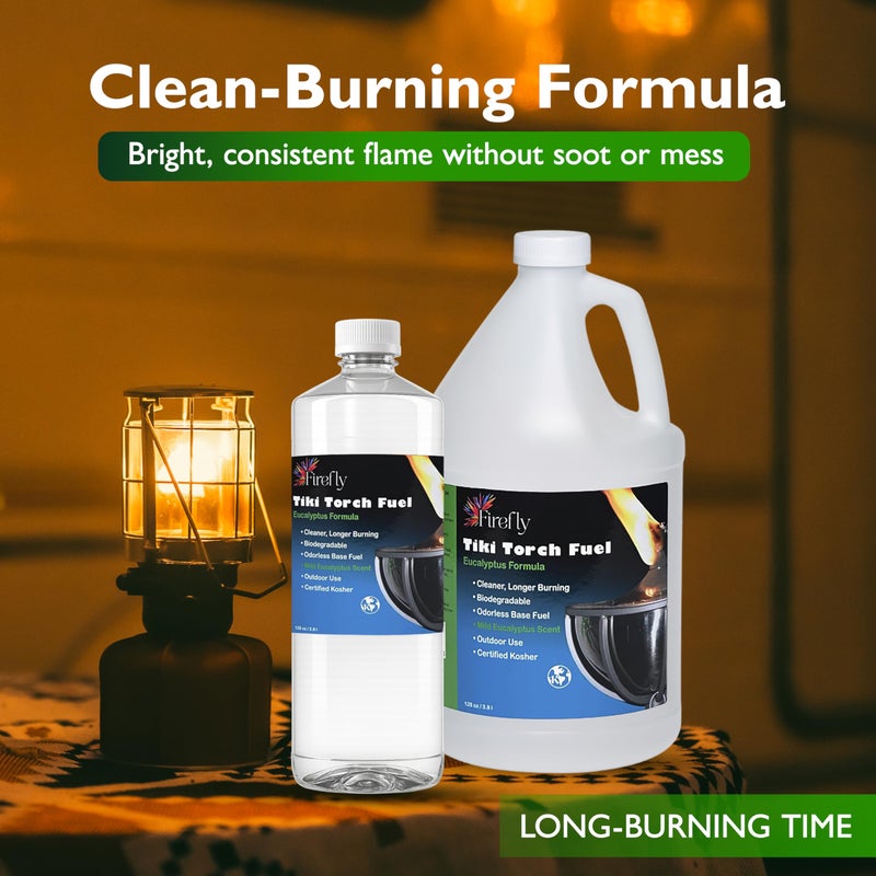 Firefly Fuel Tiki Torch Fuel â€“ Clean-Burning Outdoor Lamp Oil for Tiki Torches and Lanterns. Low Smoke, Eucalyptus Formula, Long-Lasting â€“ Outdoor Patio & Garden Use - 1 Gallon - Image 2
