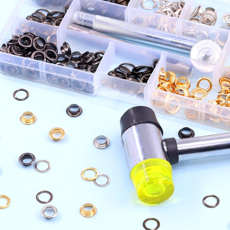 Rustark 240 Sets 1/4 Inch Colored Grommet Assortment Kit with 4 Pcs Setting Install Tool, 6mm Metal Eyelets in Storage Box for DIY Projects - Image 5