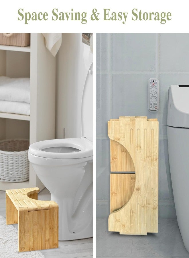 CUXFLS 7" Bamboo Toilet Stool - Foldable Non-Slip Step for Adults & Kids, Sturdy Squatting Stool for Healthy Posture, Space Saving Bathroom - Image 3