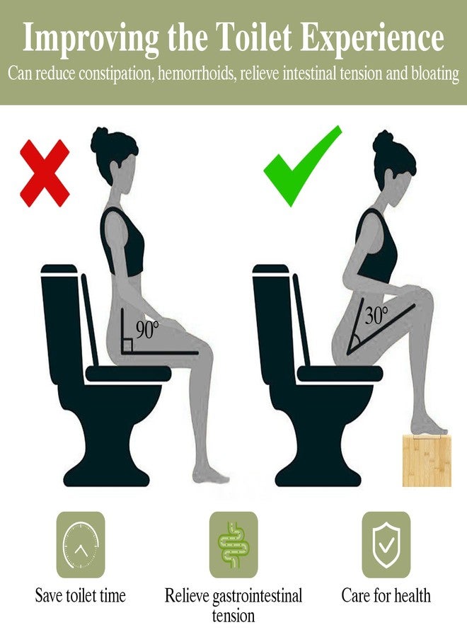 CUXFLS 7" Bamboo Toilet Stool - Foldable Non-Slip Step for Adults & Kids, Sturdy Squatting Stool for Healthy Posture, Space Saving Bathroom - Image 5
