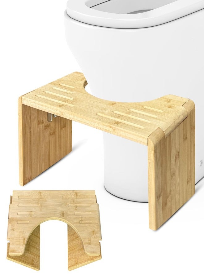 CUXFLS 7" Bamboo Toilet Stool - Foldable Non-Slip Step for Adults & Kids, Sturdy Squatting Stool for Healthy Posture, Space Saving Bathroom - Image 1