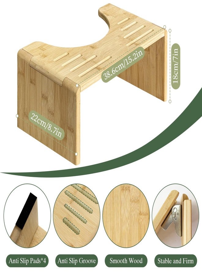CUXFLS 7" Bamboo Toilet Stool - Foldable Non-Slip Step for Adults & Kids, Sturdy Squatting Stool for Healthy Posture, Space Saving Bathroom - Image 2
