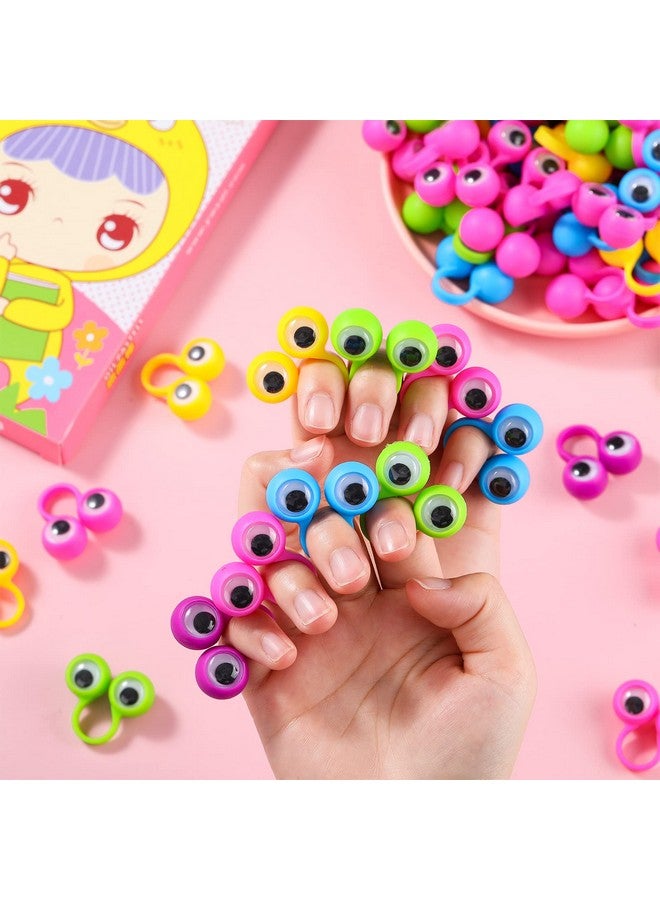 Sosation 120 Pcs Eyeball Ring Eye Finger Puppets Wiggly Plastic Finger Eyeballs Colorful Googly Eyes Rings Party Favor Toys For Classroom Reading Girls Boys Birthday Party Favors Game Props  - Image 5
