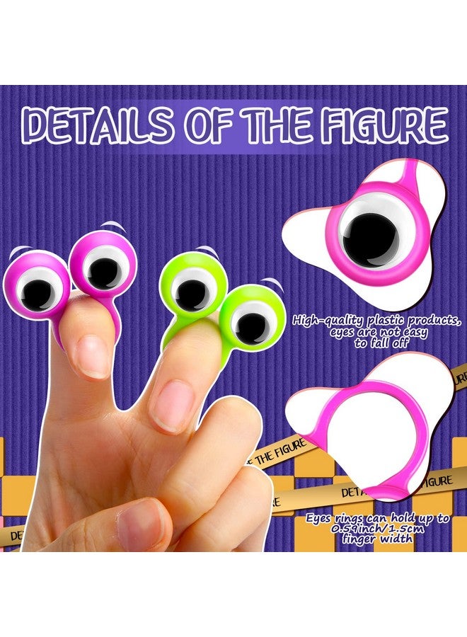 Sosation 120 Pcs Eyeball Ring Eye Finger Puppets Wiggly Plastic Finger Eyeballs Colorful Googly Eyes Rings Party Favor Toys For Classroom Reading Girls Boys Birthday Party Favors Game Props  - Image 4