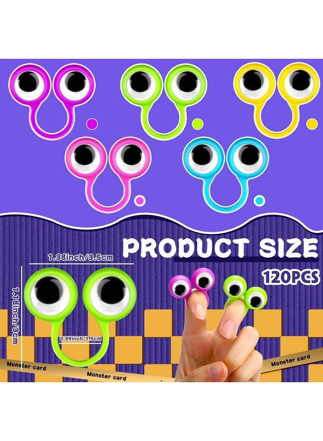 Sosation 120 Pcs Eyeball Ring Eye Finger Puppets Wiggly Plastic Finger Eyeballs Colorful Googly Eyes Rings Party Favor Toys For Classroom Reading Girls Boys Birthday Party Favors Game Props  - Image 3