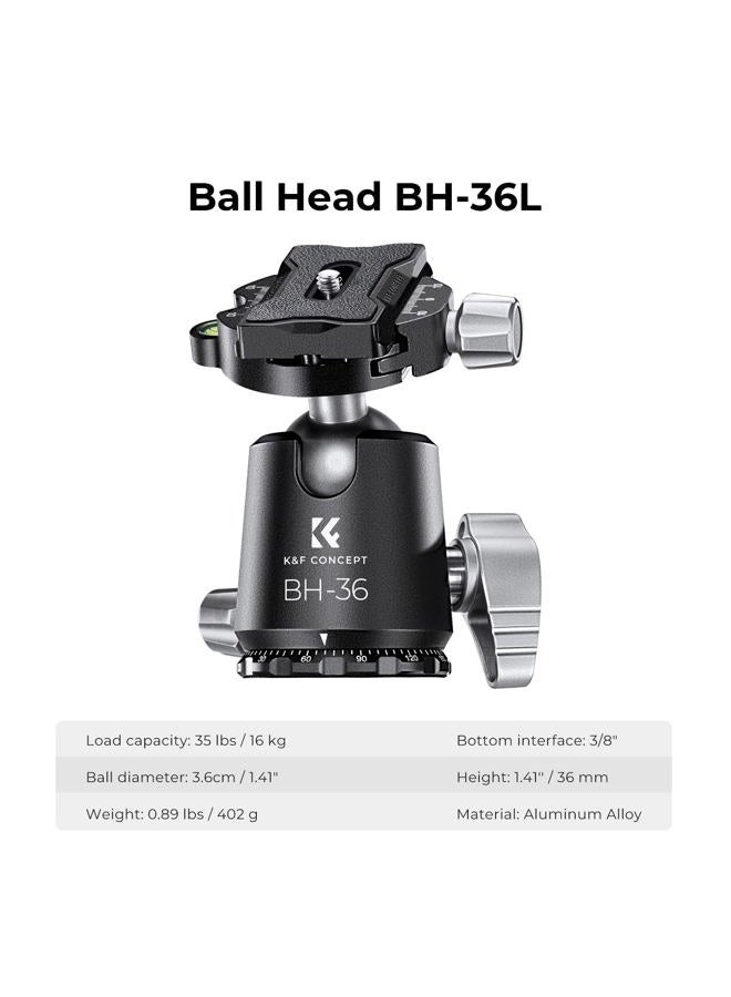 K&F Concept X-Series 68 inch/172cm Carbon Fiber Camera Tripod,Professional Photography Tripod with 36mm Metal Ball Head Load Capacity 16KG/35.2lbs for Indoor Outdoor Use X284C4+BH-36 - Image 5