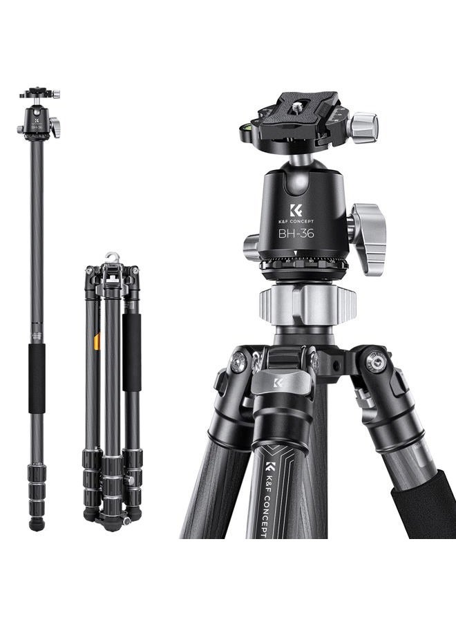 K&F Concept X-Series 68 inch/172cm Carbon Fiber Camera Tripod,Professional Photography Tripod with 36mm Metal Ball Head Load Capacity 16KG/35.2lbs for Indoor Outdoor Use X284C4+BH-36 - Image 1