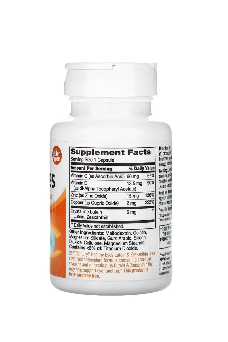 21st Century Eye Health Lutein & Zeaxanthin 60 Capsules - Image 2