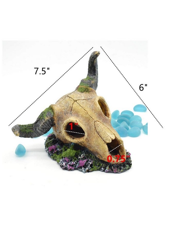 Leoyoubei Leoyoubei 6 x 7.5 inch Aquarium Decoration Fish Tank Décor Ornaments Fish Turtle Hidden,Amphibians Bonsai Beautification Cave Landscape Pet Reptile House Sheep Skull Light Brown - Image 4
