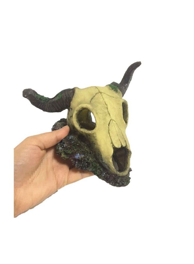 Leoyoubei Leoyoubei 6 x 7.5 inch Aquarium Decoration Fish Tank Décor Ornaments Fish Turtle Hidden,Amphibians Bonsai Beautification Cave Landscape Pet Reptile House Sheep Skull Light Brown - Image 3