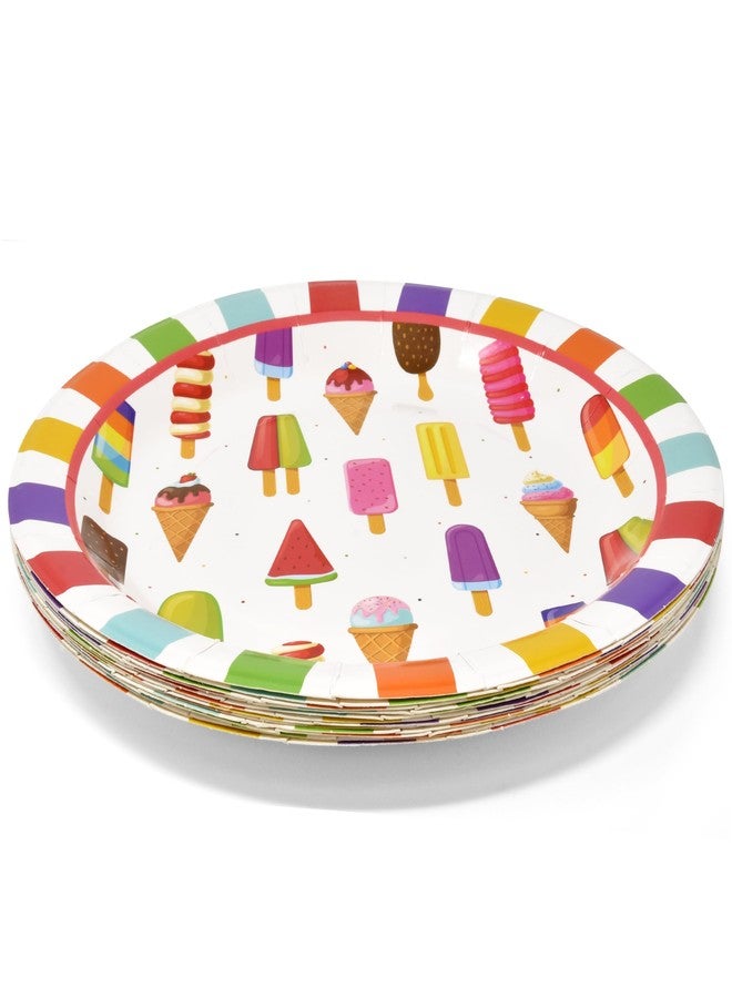 Gift Boutique 24 Count Ices and Ice Cream Dinner Paper Plates 9" Disposable Popsicle Plate for Tropical Summer Beach Pool Birthday Party Supplies - Image 2