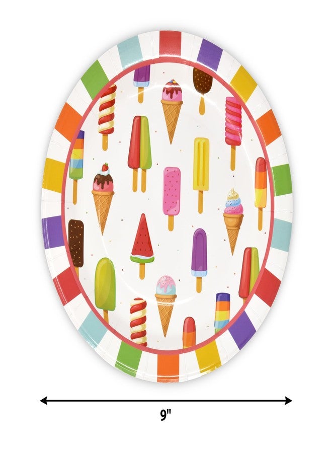 Gift Boutique 24 Count Ices and Ice Cream Dinner Paper Plates 9" Disposable Popsicle Plate for Tropical Summer Beach Pool Birthday Party Supplies - Image 3