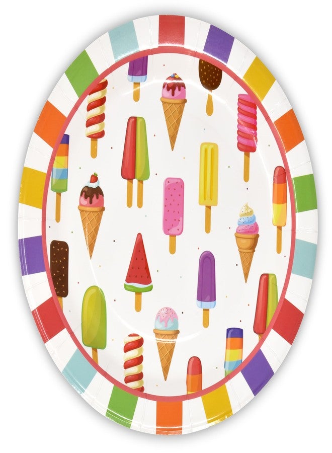 Gift Boutique 24 Count Ices and Ice Cream Dinner Paper Plates 9" Disposable Popsicle Plate for Tropical Summer Beach Pool Birthday Party Supplies - Image 1