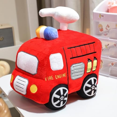 YONLIT Soft Plush Fire Engine Stuffed Truck Toy Super Cute Rescue Vehicle Plushie Excellent Gifts for Kids or Birthday Party 10 Inches Fire Engine - Image 5