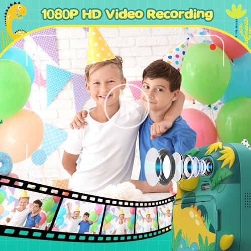 CAMCLID Kids Camera Instant Print, CAMCLID 2.4 Inch Screen Camera for Kids Dinosaur Children Digital Camera with 32GB Card & 3 Rolls Paper, Christmas Birthday Gift Toys for Boys Girls 3-12 Age (Green) - Image 4