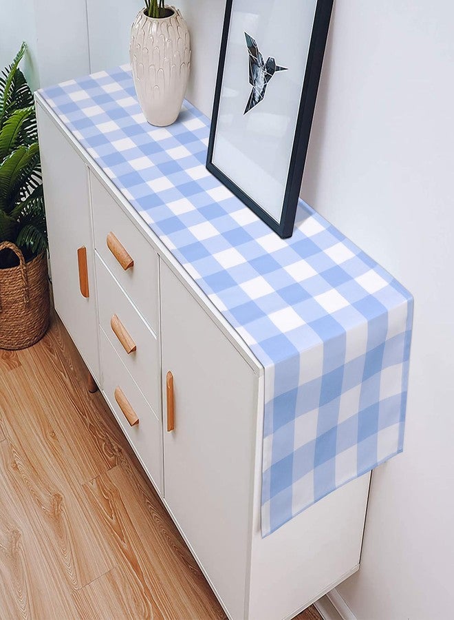 tiosggd Gingham Table Runner Light Blue and White, Spring Buffalo Plaid Check Table Cloth 72 Inches Long Table Decor, Summer Party Suppliers for Rustic Farmhouse Birthday Wedding Baby Shower Party - Image 3