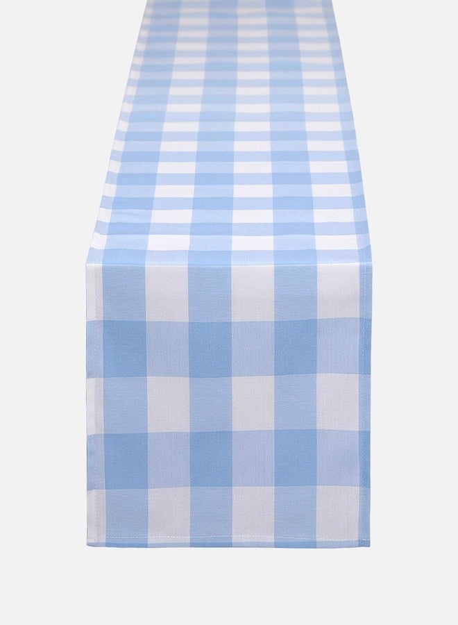 tiosggd Gingham Table Runner Light Blue and White, Spring Buffalo Plaid Check Table Cloth 72 Inches Long Table Decor, Summer Party Suppliers for Rustic Farmhouse Birthday Wedding Baby Shower Party - Image 1