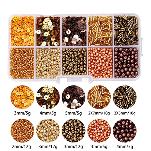 Hiswan Assorted Beads for Jewelry Making, Glass Seed Bugle Tube Beads Loose Sequins Multiple Sizes for Crafts Sewing Jewelry Making - Image 3