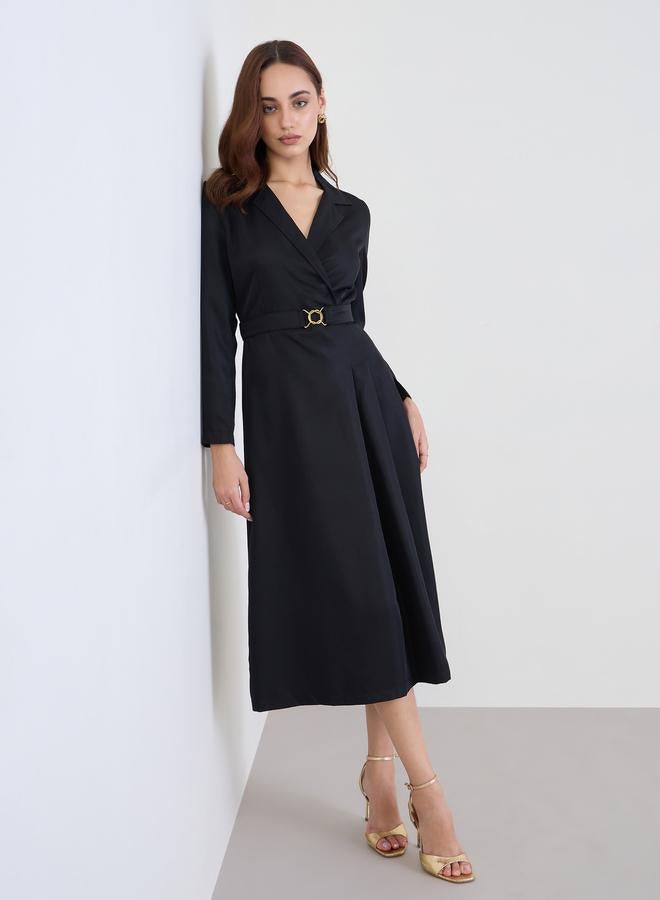 Styli Black Long Sleeves Blazer Midi Dress - Image 1