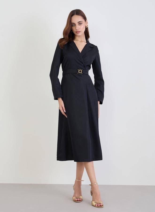 Styli Black Long Sleeves Blazer Midi Dress - Image 3