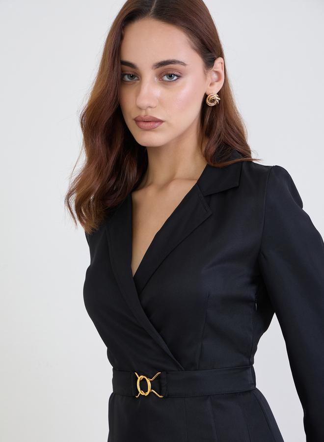 Styli Black Long Sleeves Blazer Midi Dress - Image 4