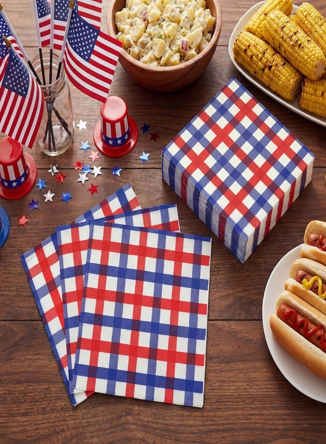 Resurhang 100 Pcs American Flag Napkins Patriotic 250th Anniversary 4th of July Red White and Blue Disposable Paper Cocktail Napkins for Independence Day Veterans Day Spring Summer Party Supplies - Image 3