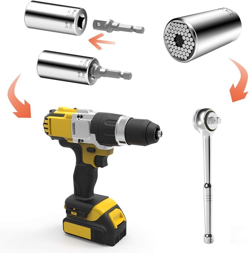 EFFECTEER Universal Socket, Self-adjusting Socket Fits Standard 1/4'' - 3/4'' Metric 7mm-19mm, Adapter Sockets for Wrench Ratchet & Power Drill, Tools Gifts for Men Him Husband Dad Father DIY Handyman Women - Image 4