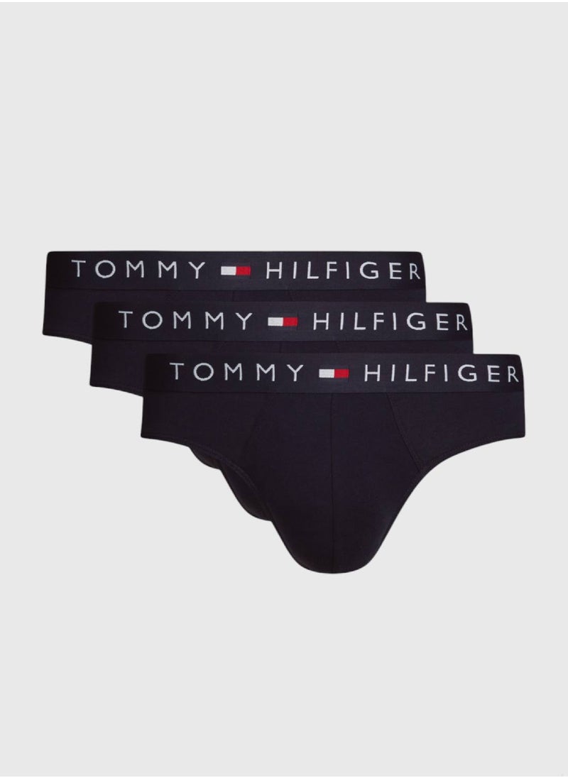 TOMMY HILFIGER Men's 3 Pack Briefs - Cotton, Blue  - Image 1