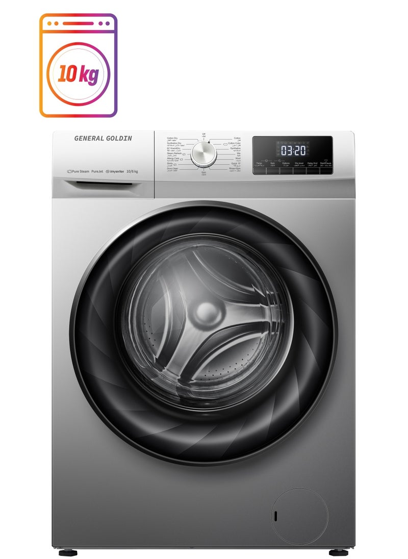 General Goldin - General Goldin 10 kg Front Load Automatic Washing Machine, Energy Saving Noiseless , Digital Control, Premium Grey, Kids Lock. - Image 1