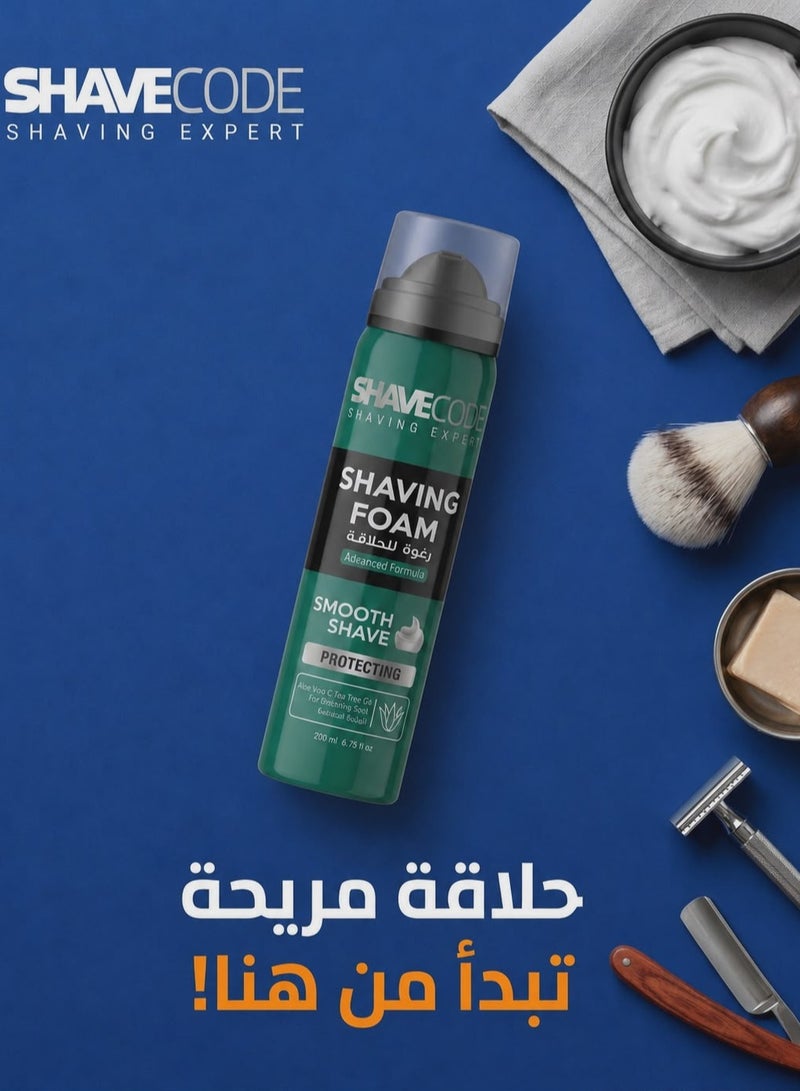 SHAVECODE Shaving Foam - Sensitive Skin (Aloe Vera) 200ml - Image 3