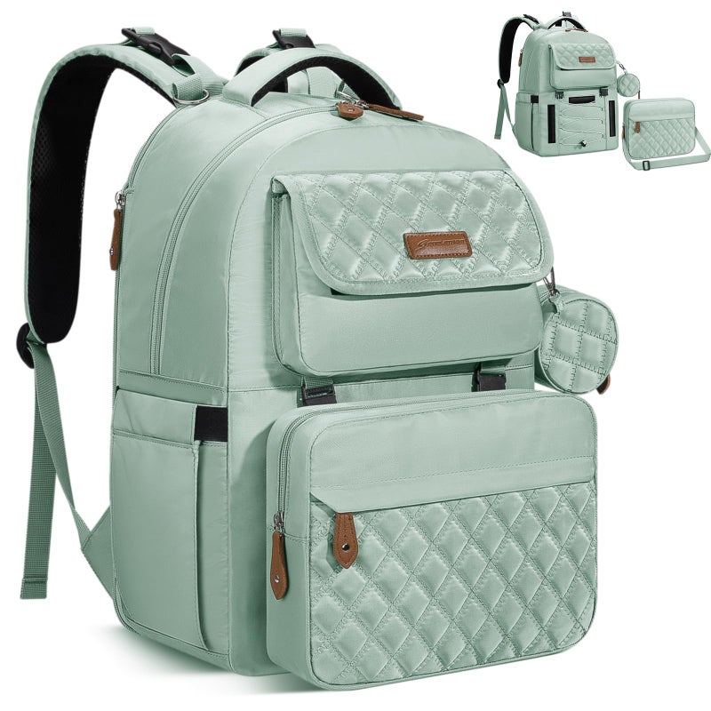 Maelstrom Diaper Bag Backpack,29L-45L Expandable Large Baby Bag for 2 Kids/Twins with Removable Cross Body Bottle Bag for Mom/Dad,Stylish Nappy Bag Gift for Boys/Girl-Mothers Day Gifts-Mint Green - Image 1