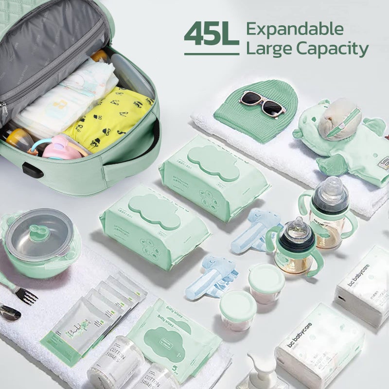 Maelstrom Diaper Bag Backpack,29L-45L Expandable Large Baby Bag for 2 Kids/Twins with Removable Cross Body Bottle Bag for Mom/Dad,Stylish Nappy Bag Gift for Boys/Girl-Mothers Day Gifts-Mint Green - Image 4