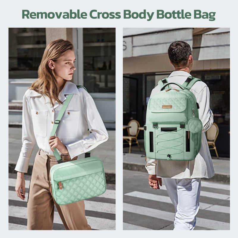 Maelstrom Diaper Bag Backpack,29L-45L Expandable Large Baby Bag for 2 Kids/Twins with Removable Cross Body Bottle Bag for Mom/Dad,Stylish Nappy Bag Gift for Boys/Girl-Mothers Day Gifts-Mint Green - Image 2
