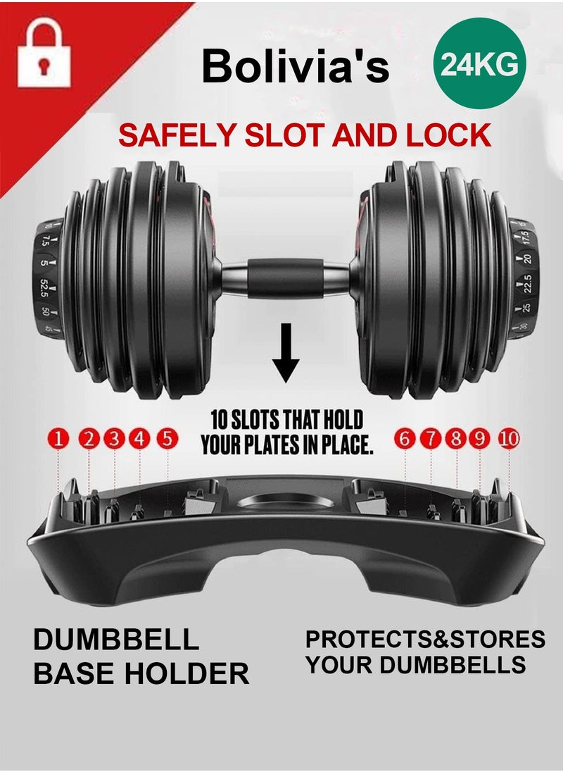 Bolivia's 24kg Adjustable Cast Iron Dumbbell Set - Heavy Duty Anti-Rust Home/Gym/Office Fitness Equipment with Compact Storage, Strength Training Weights for Men & Women  - Image 1