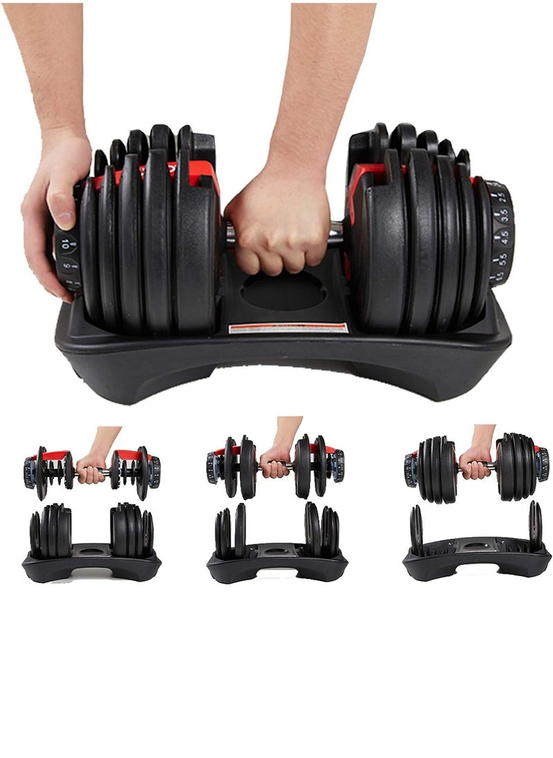 Bolivia's 24kg Adjustable Cast Iron Dumbbell Set - Heavy Duty Anti-Rust Home/Gym/Office Fitness Equipment with Compact Storage, Strength Training Weights for Men & Women  - Image 2