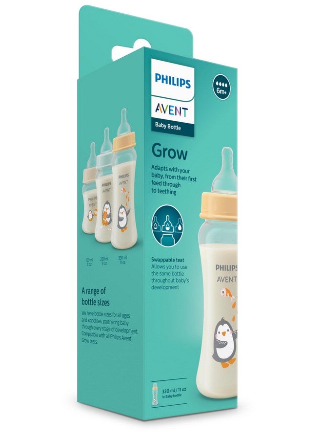 Avent زجاجة رضاعة فيليبس أفنت جرو 330 مل من فرياتيلي | مضادة للمغص | سهلة التعبئة، سهلة التنظيف | خالية من BPA | مع حلمة تدفق 6M+ | مصنوعة في الهند (SCF064/01) - Image 2