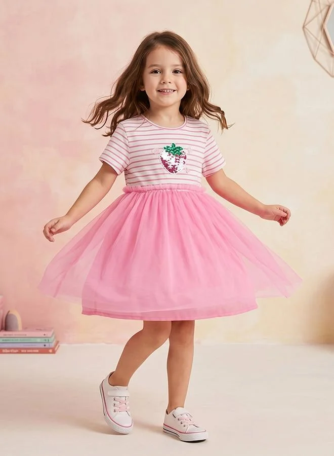 Babies & More Babies & More Toddler Girls Pink Short Sleeve Dress