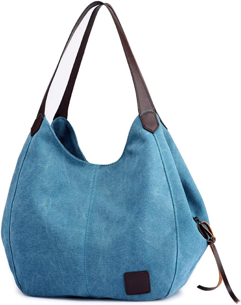 DOURR Store Women's Multi-pocket Shoulder Bag Fashion Cotton Canvas Handbag Tote Purse - Image 1