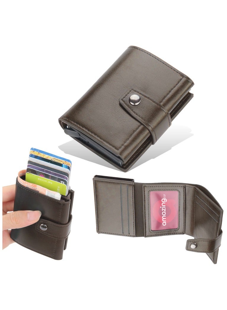 amazing.EGP Card Holder with RFID Technology - High Quality Genuine Leather Men Wallet, Slim Slim Smart Wallet, Gift Mini Wallet to Protect Your CC Information with RFID Technology | Coffee| - Image 1