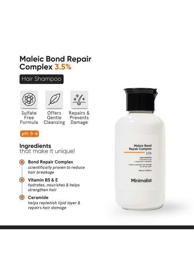 منيماليست شامبو الشعر Maleic Bond Repair Complex 3.5% مع السيراميد وزيت جوز الهند والبيتين | للشعر التالف والمجعد | للنساء والرجال | لجميع أنواع الشعر | 100 مل (عبوة واحدة)  - Image 2