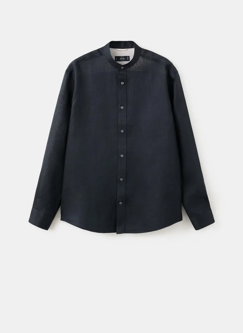 Mango Man  100% linen Mao collar shirt for Men | Best Price UAE