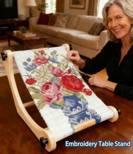 JZLiner Adjustable Embroidery Hoop Table Stand Holder Needlepoint Stretcher Bars Scroll Frame Cross Stitch Stand Lab Supplies - Image 3