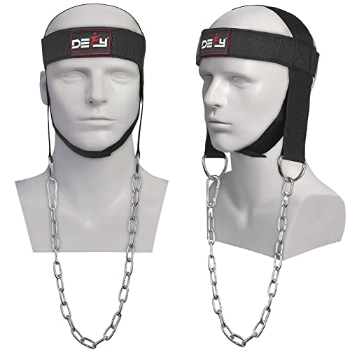DEFY Challenge Your Fear DEFY Neck Harness, Weight Lifting Neck Exerciser - Workout Equipment for Head, Neck Strengthener for Gym Training – Head Exercise for Men Women - Nylon Adjustable Straps with Metal Chain (Black) - Image 1
