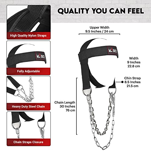 DEFY Challenge Your Fear DEFY Neck Harness, Weight Lifting Neck Exerciser - Workout Equipment for Head, Neck Strengthener for Gym Training – Head Exercise for Men Women - Nylon Adjustable Straps with Metal Chain (Black) - Image 4