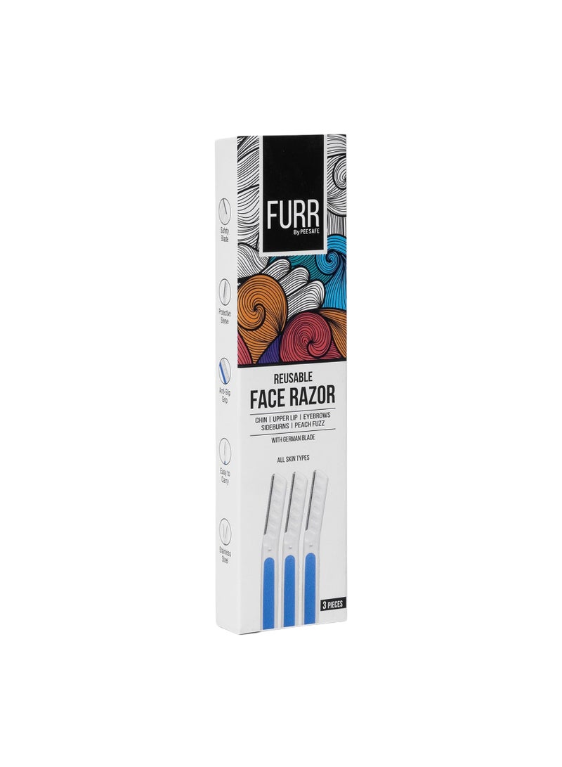Furr شفرة فُرّ للوجه للنساء بشفرات ألمانية، قابلة لإعادة الاستخدام لجميع أنواع البشرة، 3 شفرات - Image 2