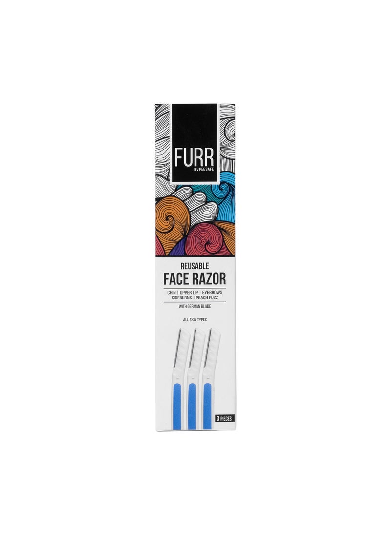 Furr شفرة فُرّ للوجه للنساء بشفرات ألمانية، قابلة لإعادة الاستخدام لجميع أنواع البشرة، 3 شفرات - Image 1