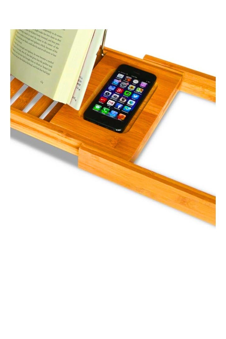 Chase Up Bathtub Tray Bamboo Bathtub Stand Holder Adjustable Bath Tray With Extendable Luxury Book Rest, Device Tablet, Kindle, Ipad, Smart Phone Tray For A Home Spa Experience, Yellow - Image 3