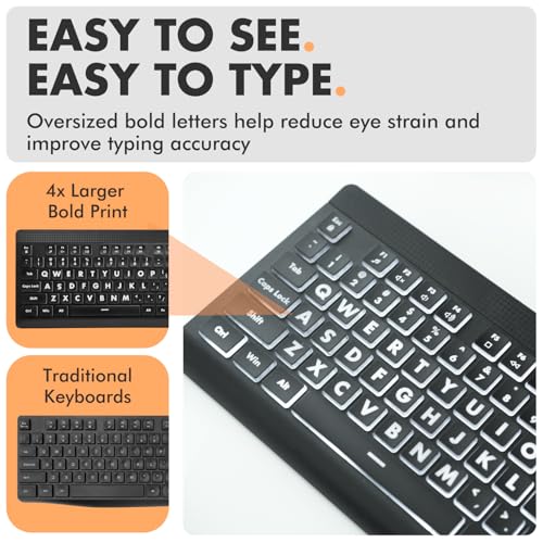 X9 Performance Wired Keyboard and Mouse Combo - Large Print Backlit Keys for Seniors, Lighted Computer Keyboard Wired, 7 LED Colors, 4 DPI Modes, USB Plug and Play for Windows PC - Image 3